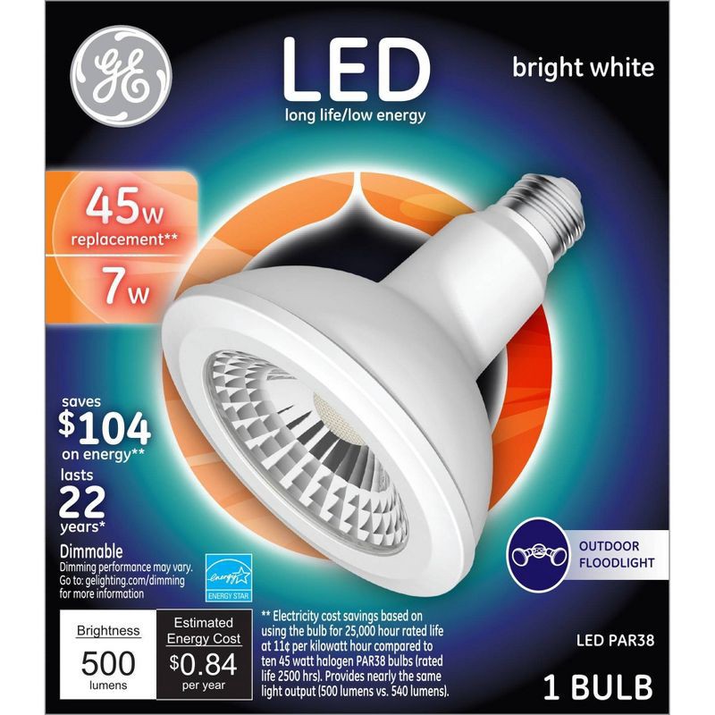 slide 1 of 3, General Electric GE LED 45w PAR38 Outdoor Floodlight Light Bulb Bright White, 1 ct
