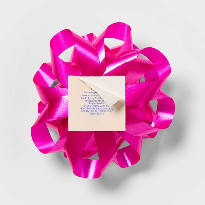 slide 3 of 3, 6" Large Glossy Gift Bow Pink - Spritz™, 1 ct