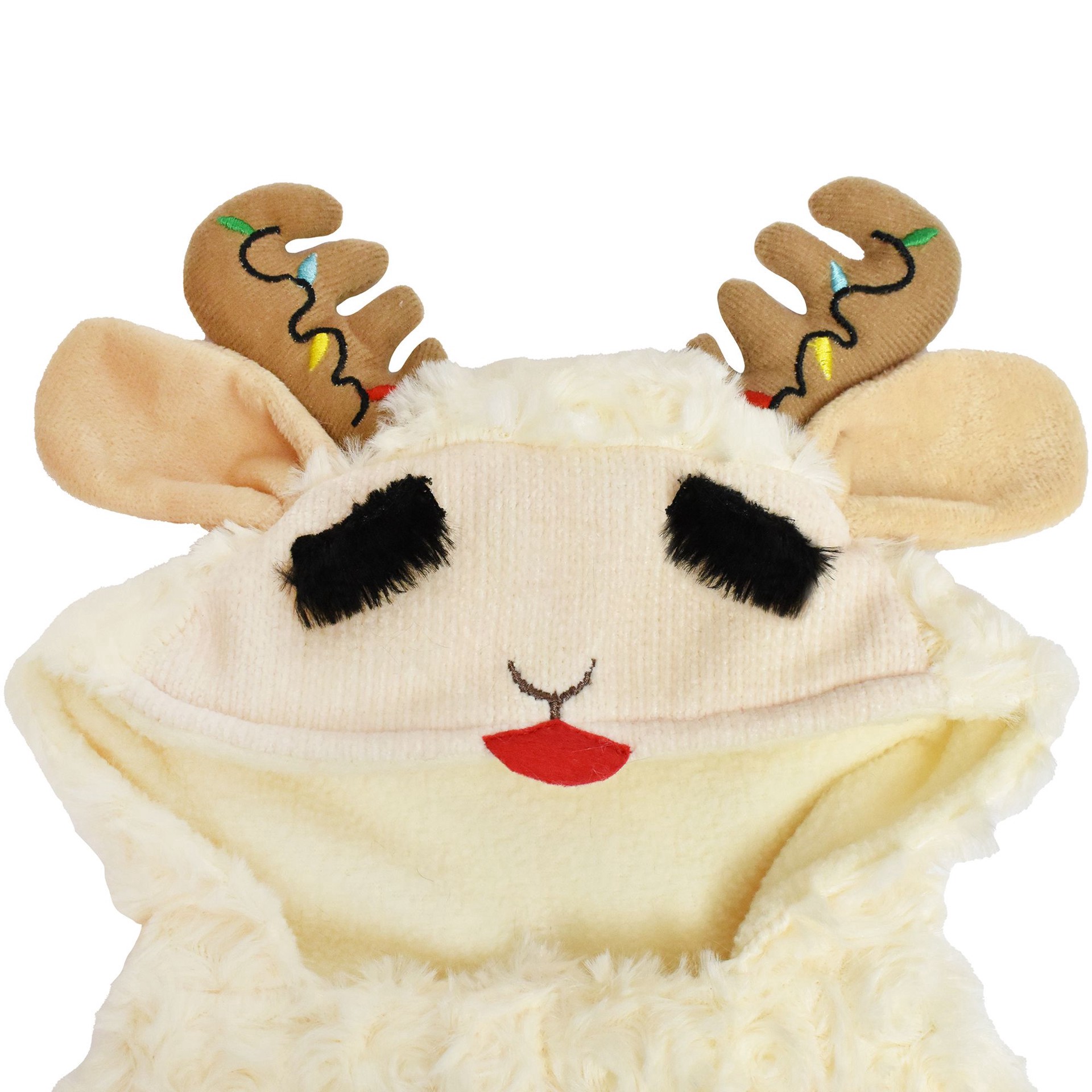 slide 1 of 1, Multipet Lamb Chop Snuggly Pet Hoodie with Antlers, 1 ct; X small