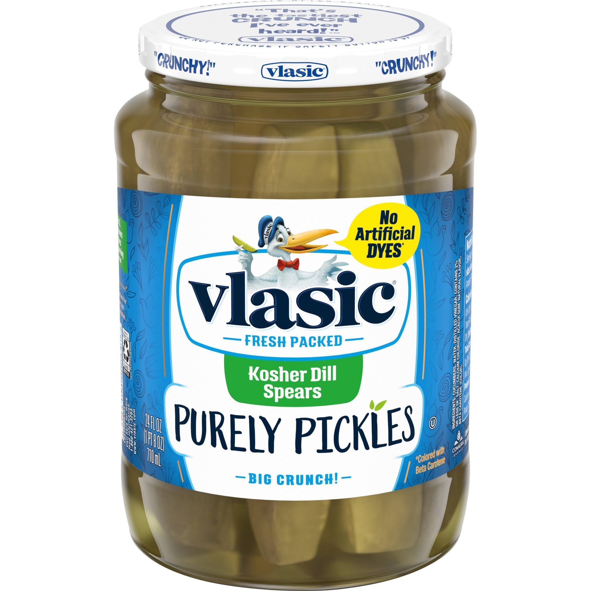 slide 1 of 1, Vlasic Purely Pickles Kosher Dill Spears - 24 fl oz, 