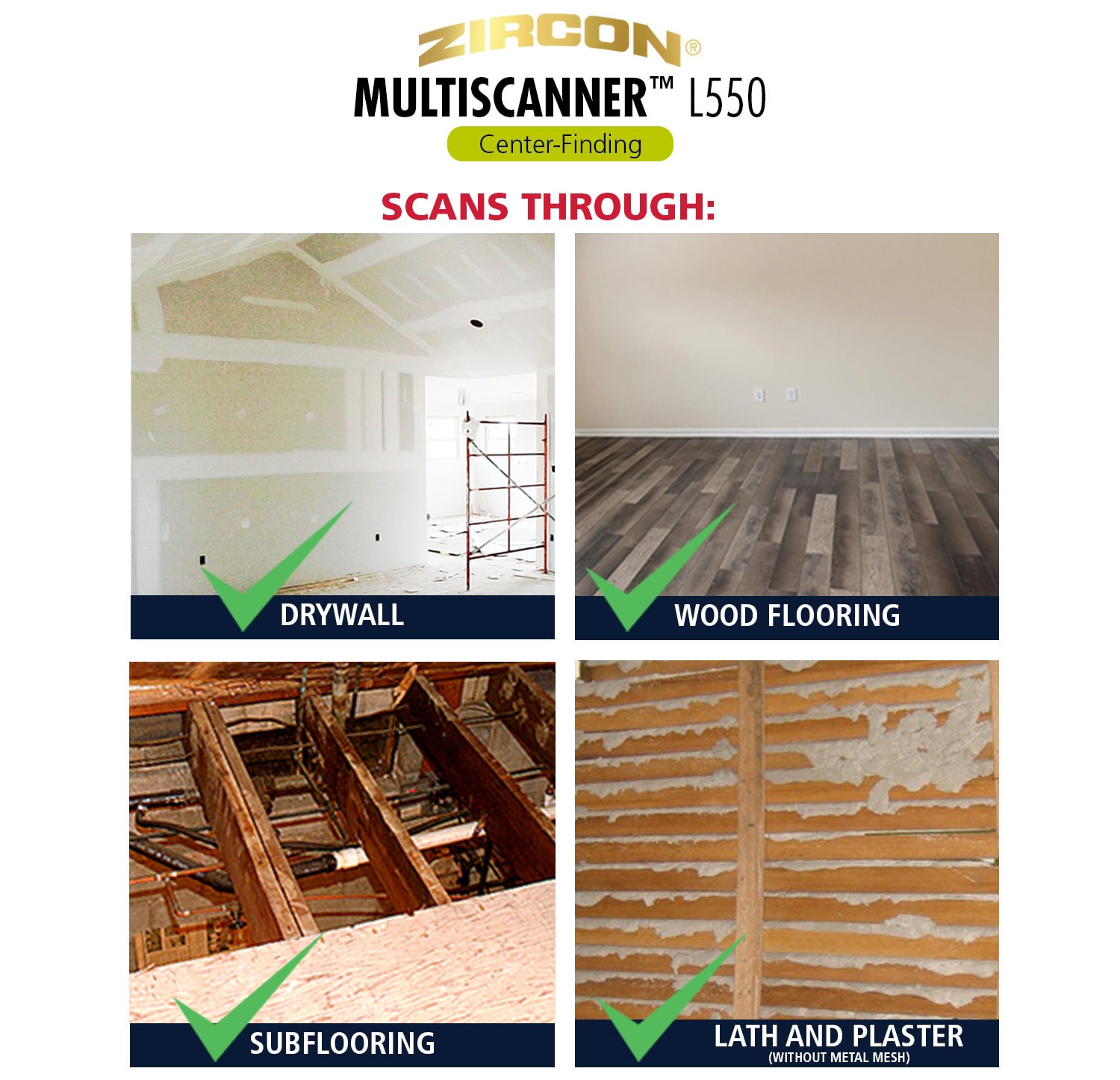 slide 4 of 6, Zircon 1.5-in Scan Depth Metal and wood stud Finder, 1 ct