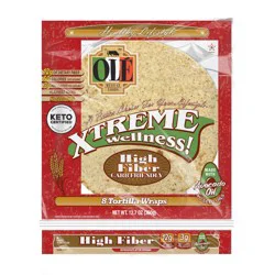 Ole Xtreme Wellness High Fiber Low Carb Keto Friendly Tortilla Wraps - 12.7oz/8ct