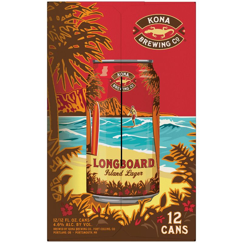 slide 3 of 10, Kona Brewing Co. Kona Longboard Island Lager Beer - 12pk/12 fl oz Cans, 12 ct; 12 fl oz