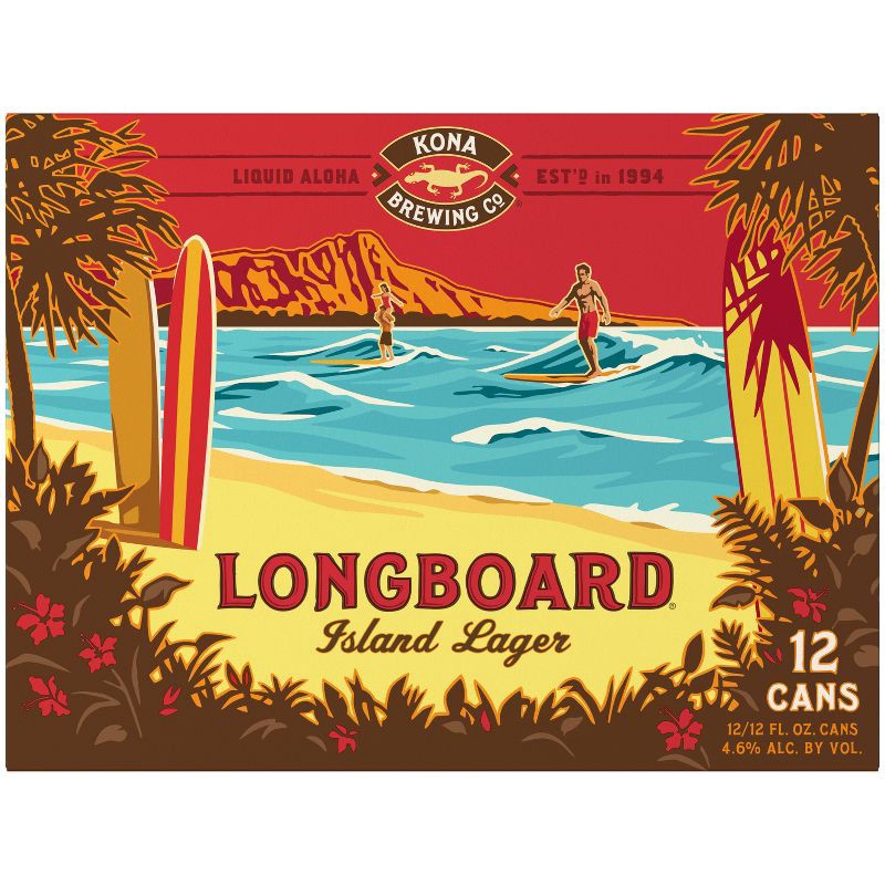 slide 4 of 10, Kona Brewing Co. Kona Longboard Island Lager Beer - 12pk/12 fl oz Cans, 12 ct; 12 fl oz