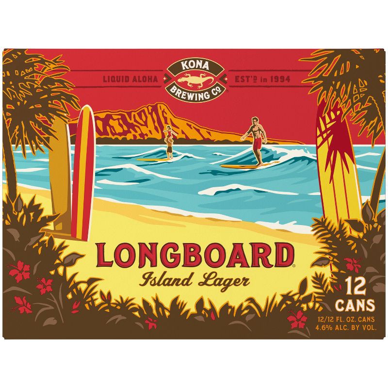 slide 5 of 10, Kona Brewing Co. Kona Longboard Island Lager Beer - 12pk/12 fl oz Cans, 12 ct; 12 fl oz