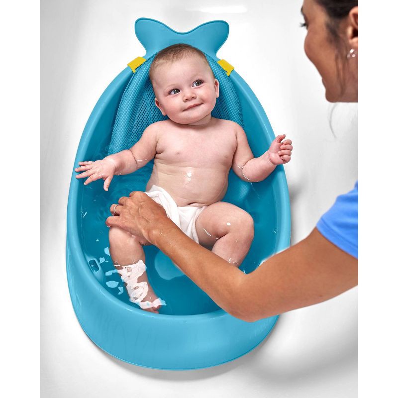 slide 2 of 14, Skip Hop Moby Smart Sling 3-Stage Baby Bath Tub - Blue, 1 ct