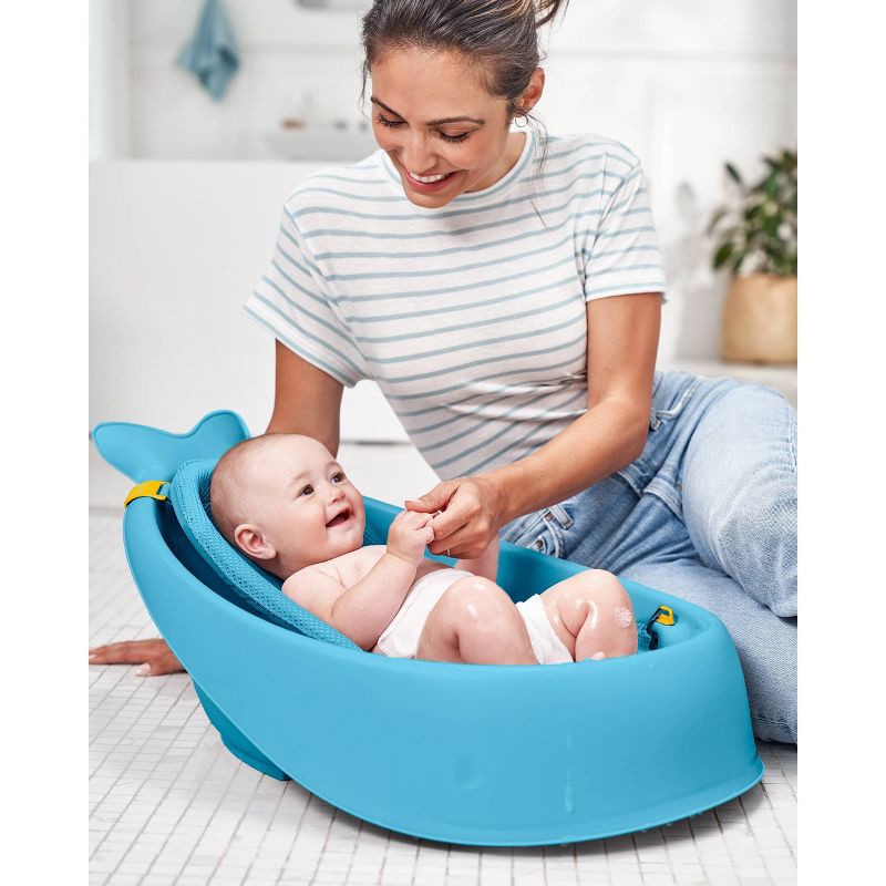 slide 4 of 14, Skip Hop Moby Smart Sling 3-Stage Baby Bath Tub - Blue, 1 ct