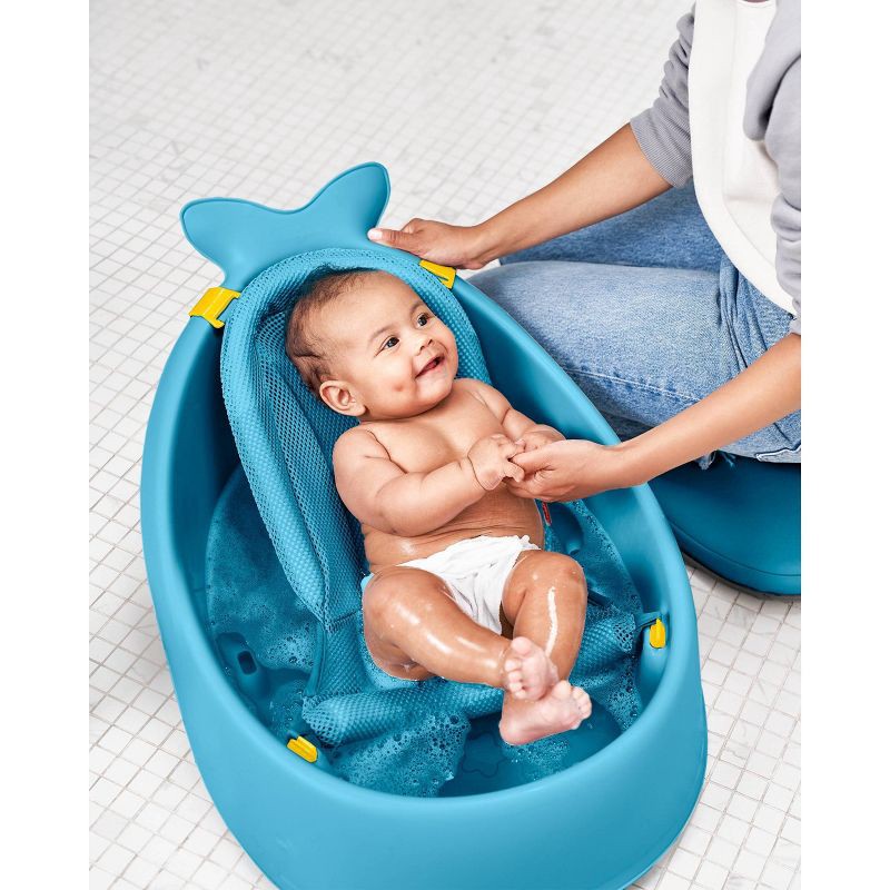 slide 6 of 14, Skip Hop Moby Smart Sling 3-Stage Baby Bath Tub - Blue, 1 ct