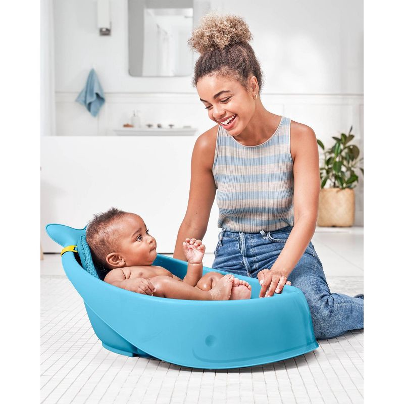 slide 8 of 14, Skip Hop Moby Smart Sling 3-Stage Baby Bath Tub - Blue, 1 ct