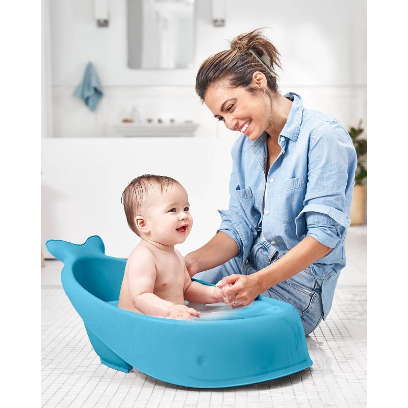 slide 9 of 14, Skip Hop Moby Smart Sling 3-Stage Baby Bath Tub - Blue, 1 ct