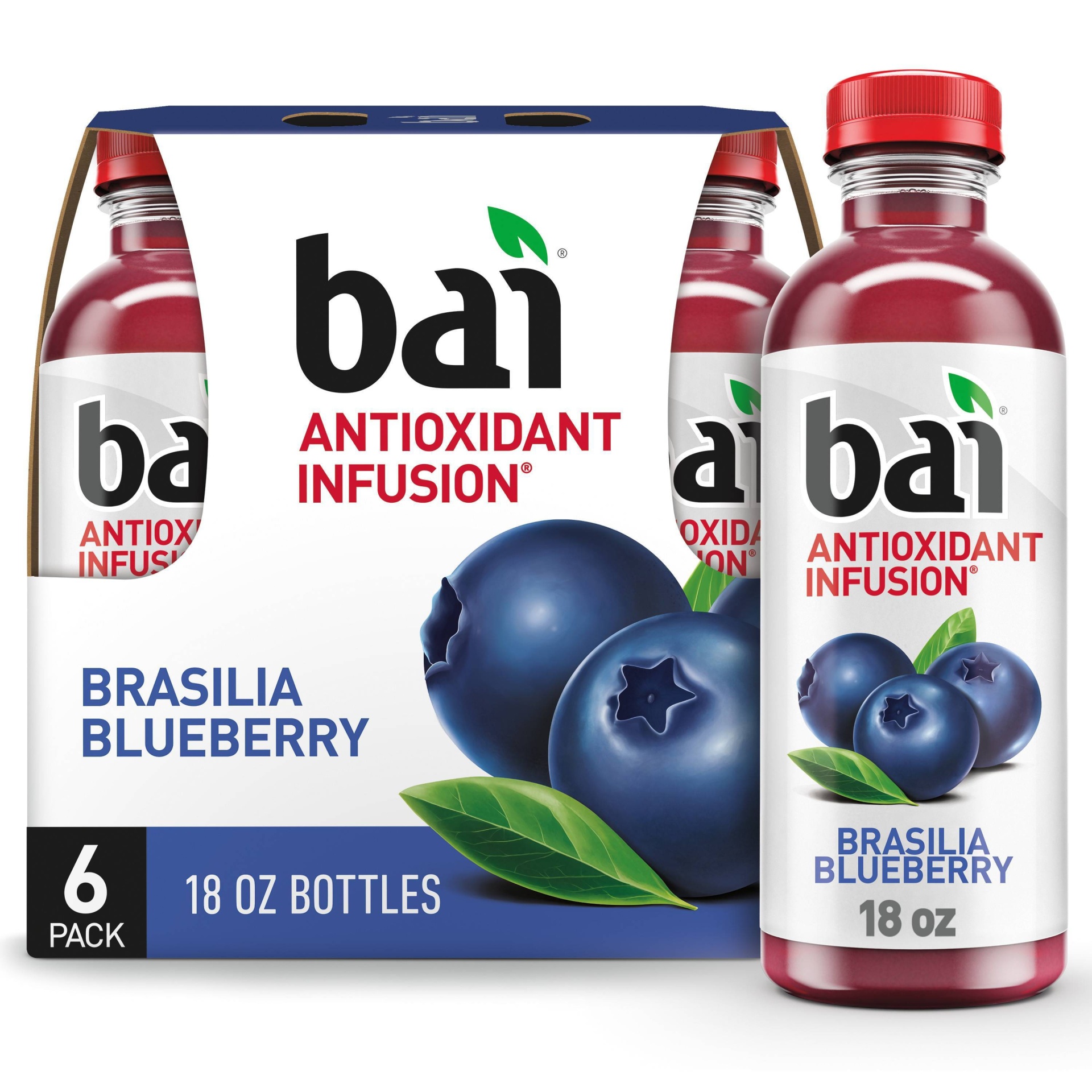 slide 1 of 5, Bai Brasilia Blueberry Antioxidant Water - 6pk/18 fl oz Bottles, 6 ct; 18 fl oz