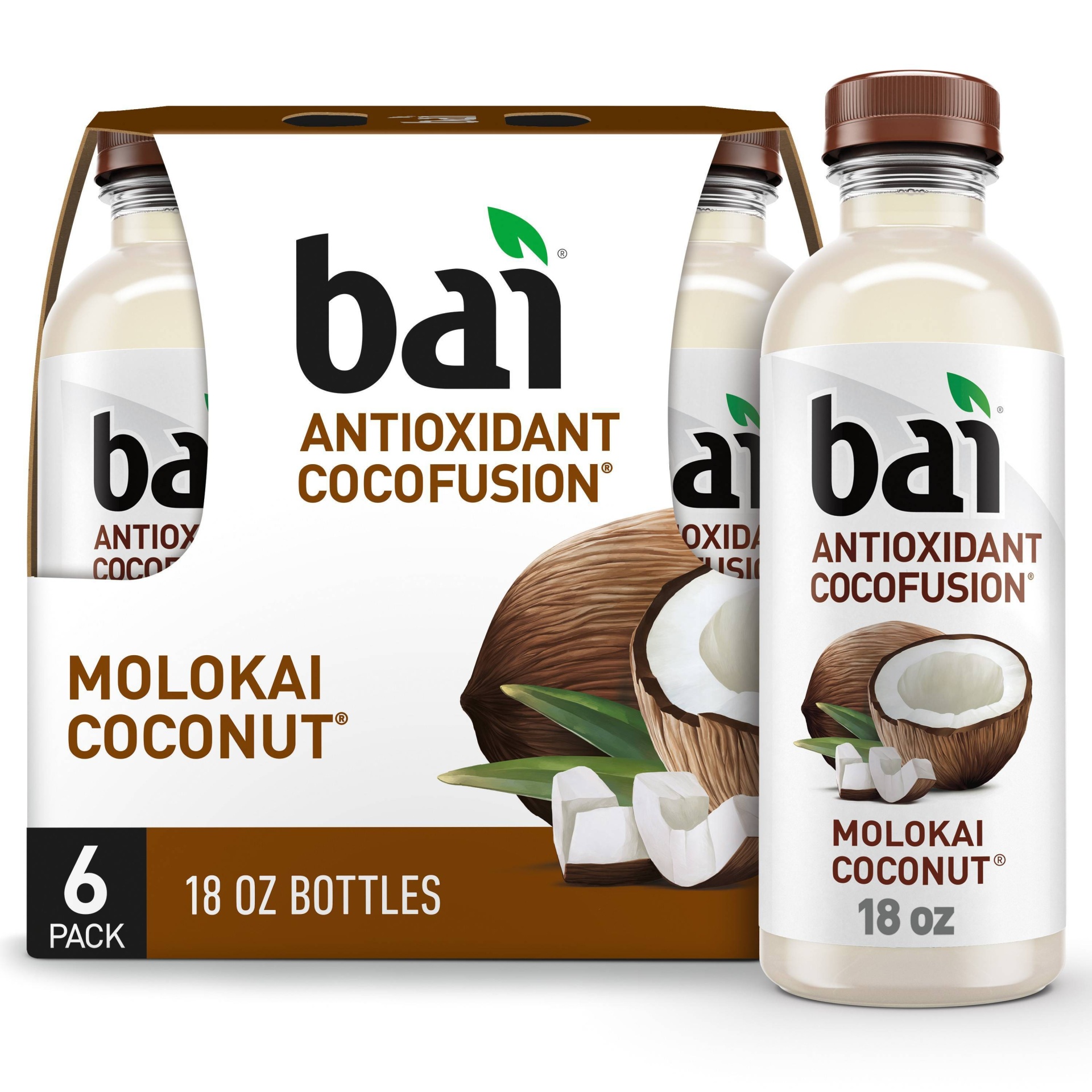 slide 1 of 5, Bai Molokai Coconut Antioxidant Water - 6pk/18 fl oz Bottles, 6 ct; 18 fl oz