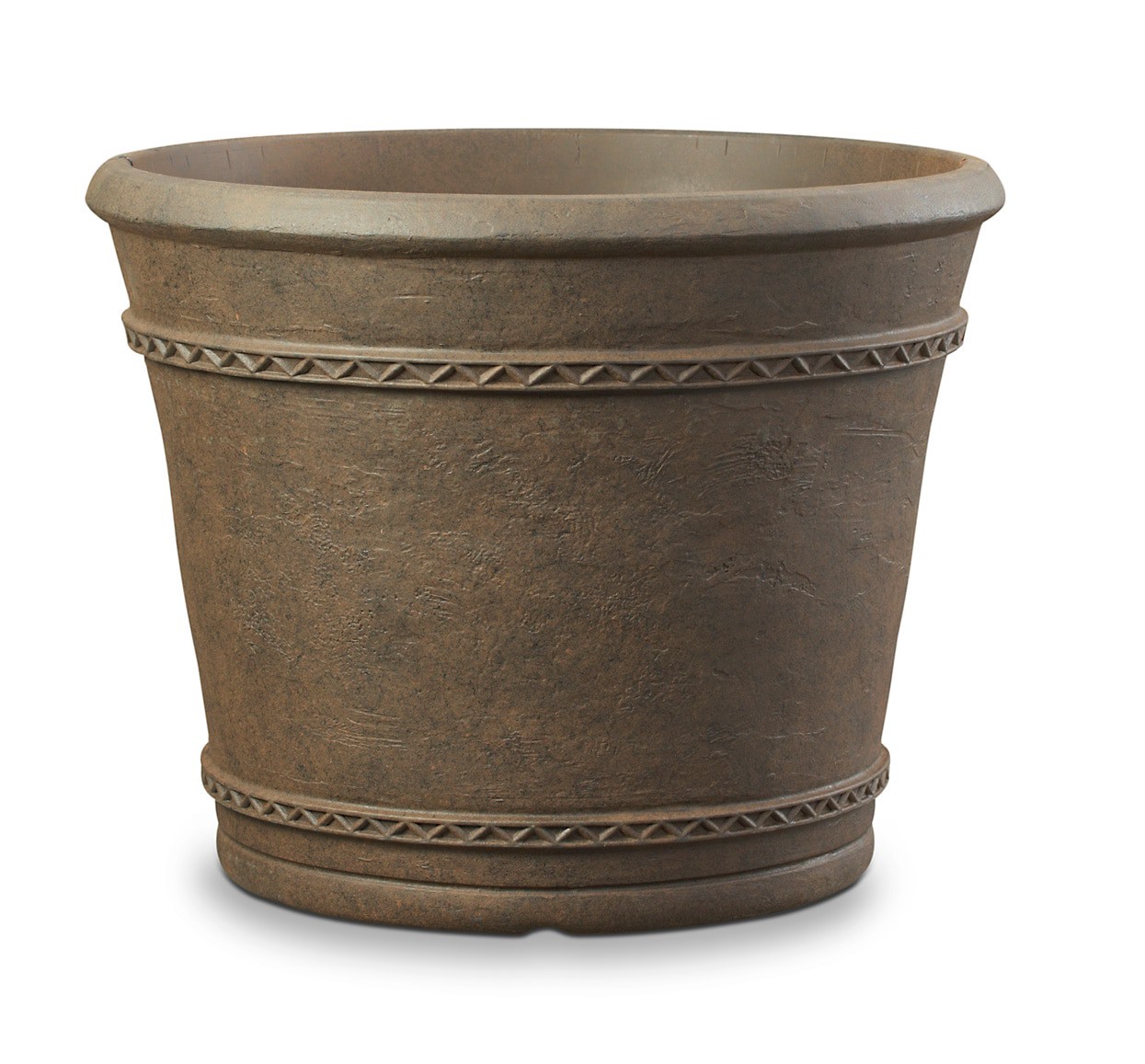 slide 1 of 6, allen + roth Round 15.59-in W x 15.59-in L Brown Resin Indoor/Outdoor Planter, 1 ct