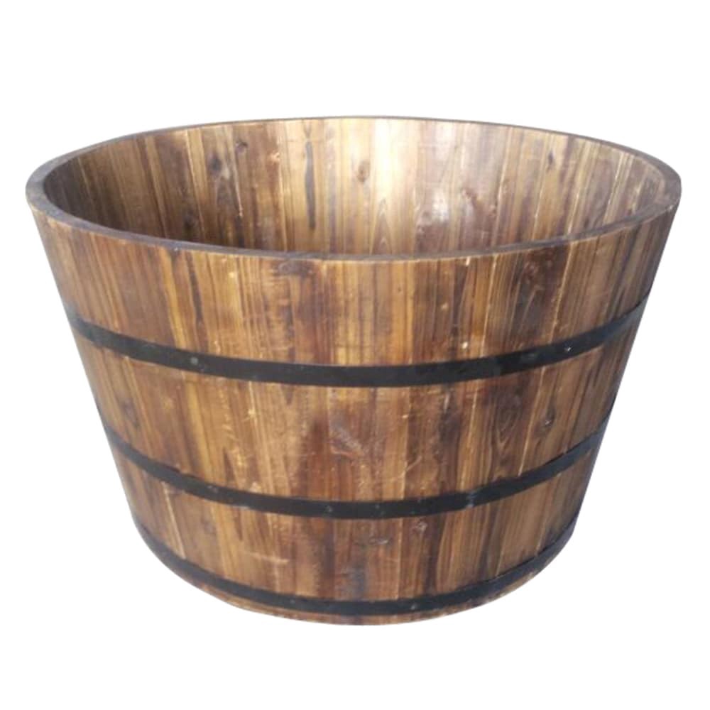 slide 1 of 6, Style Selections Round 23.62-in W x 14-in H x 14-in D Black Wood Indoor/Outdoor Whiskey Barrel, 1 ct