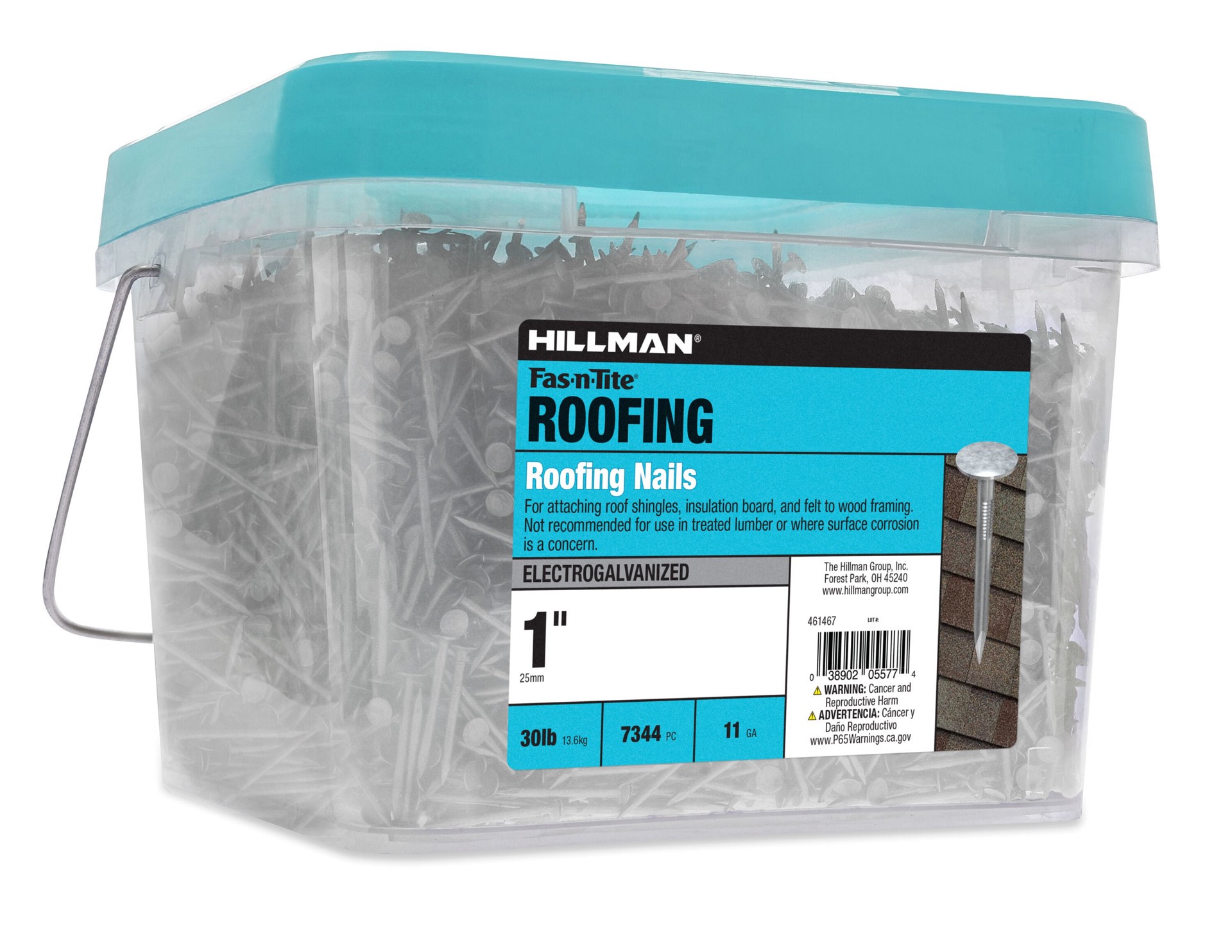 slide 6 of 6, Fas-n-Tite 1-in Smooth Shank Electro-galvanized Roofing Nails 7344 -Per Container, 1 ct