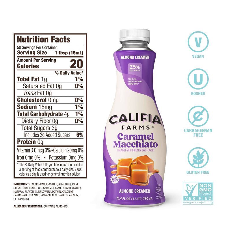 slide 5 of 8, Califia Farms Caramel Macchiato Almond Milk Coffee Creamer - 25.4 fl oz, 25.4 fl oz