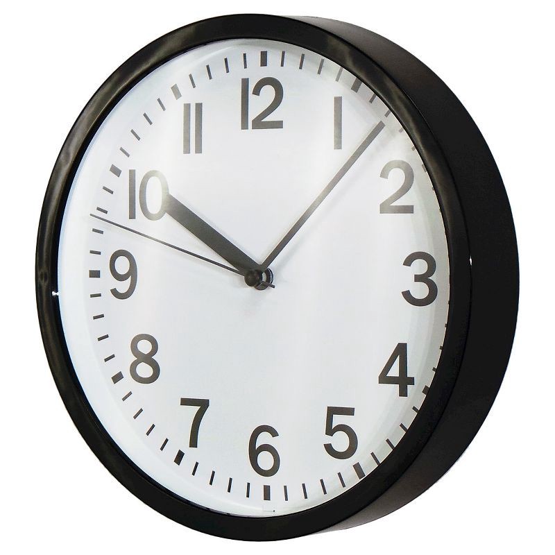 slide 2 of 3, 9" Round Wall Clock Black - Room Essentials™: Modern Analog Indoor Timepiece, Glass & Plastic, 1 ct