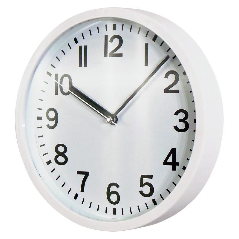 slide 2 of 3, 9" Round Wall Clock White - Room Essentials™: Modern Analog, Indoor Use, Glass Cover, 1 ct