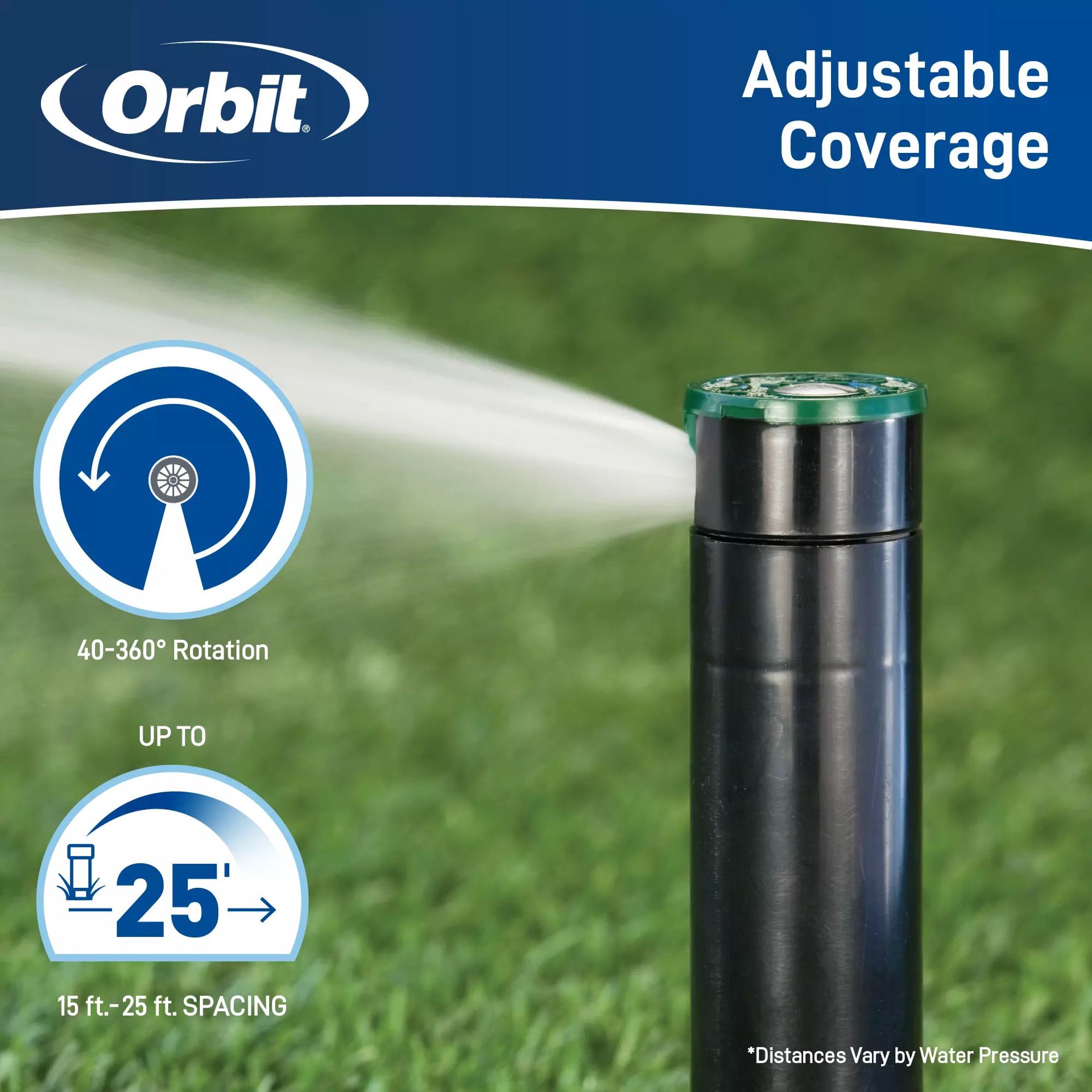 slide 4 of 6, Orbit 15-ft - 25-ft Adjustable Spray 4-in Gear drive rotor 2 -Pack, 1 ct