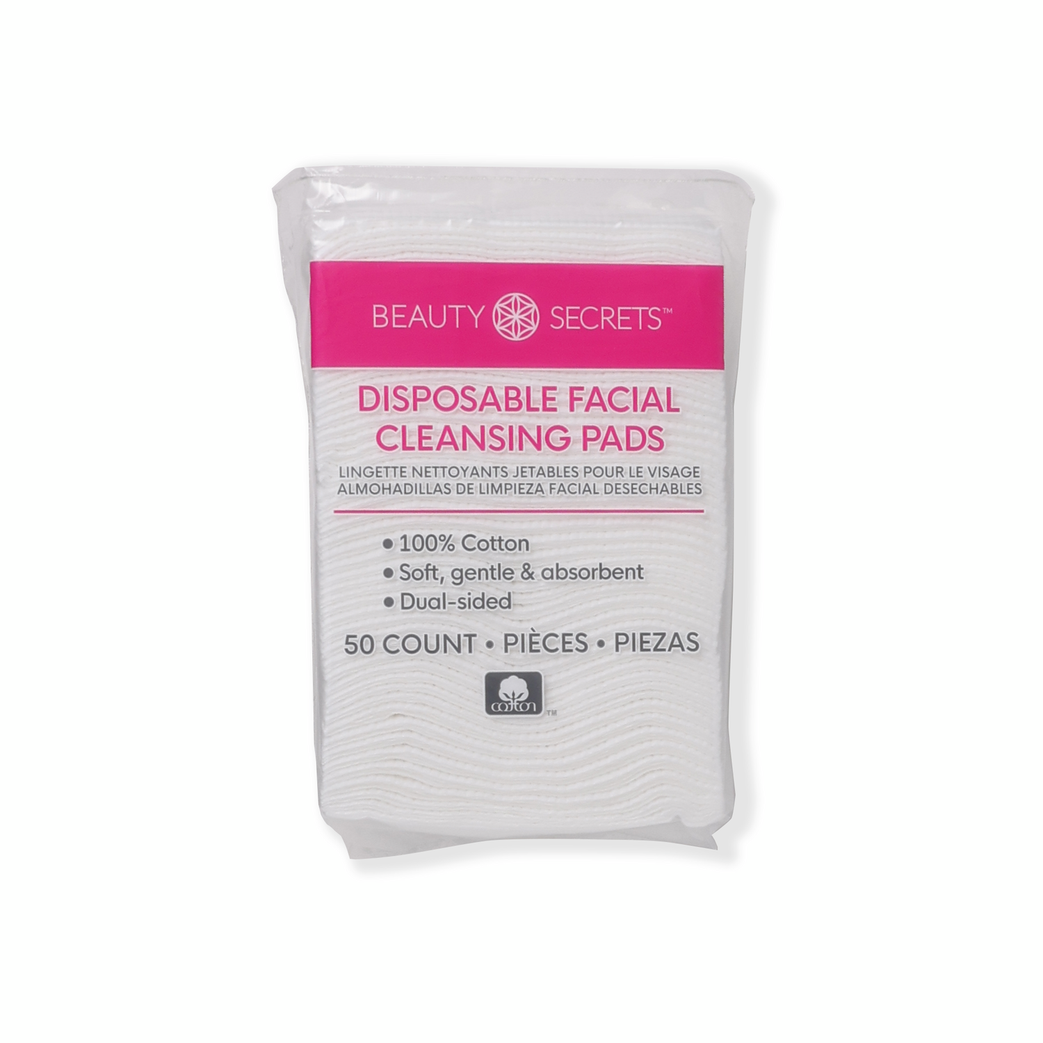 slide 1 of 2, Beauty Secrets Disposable Facial Cleansing Pads, 1 ct