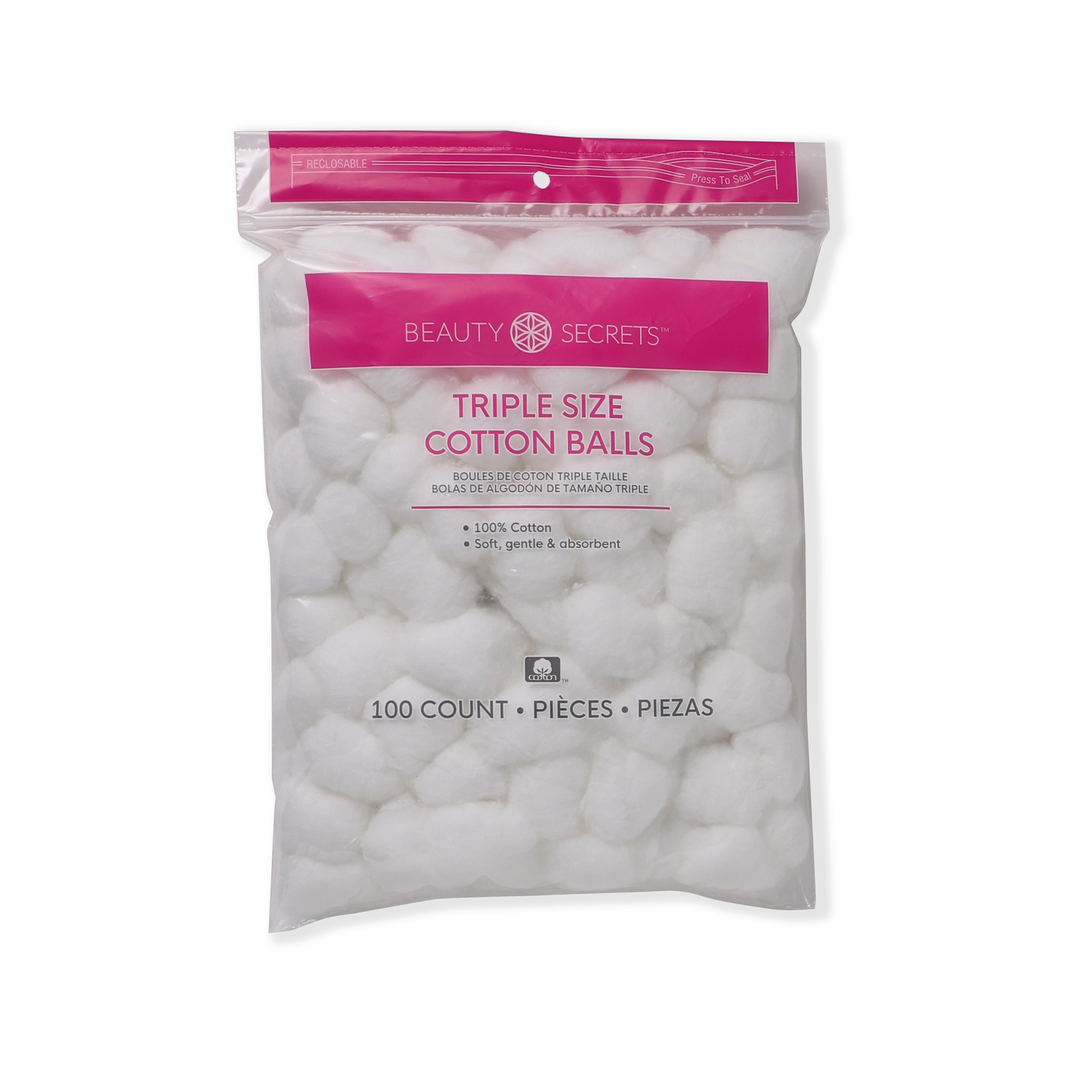 slide 1 of 2, Beauty Secrets Triple Size Cotton Balls, 1 ct