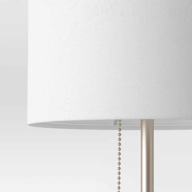 slide 3 of 3, Hayes Marble Base Stick Lamp Pewter - Threshold™: ETL Listed, Linen Shade, Metal Body, No Assembly Required, 1 ct