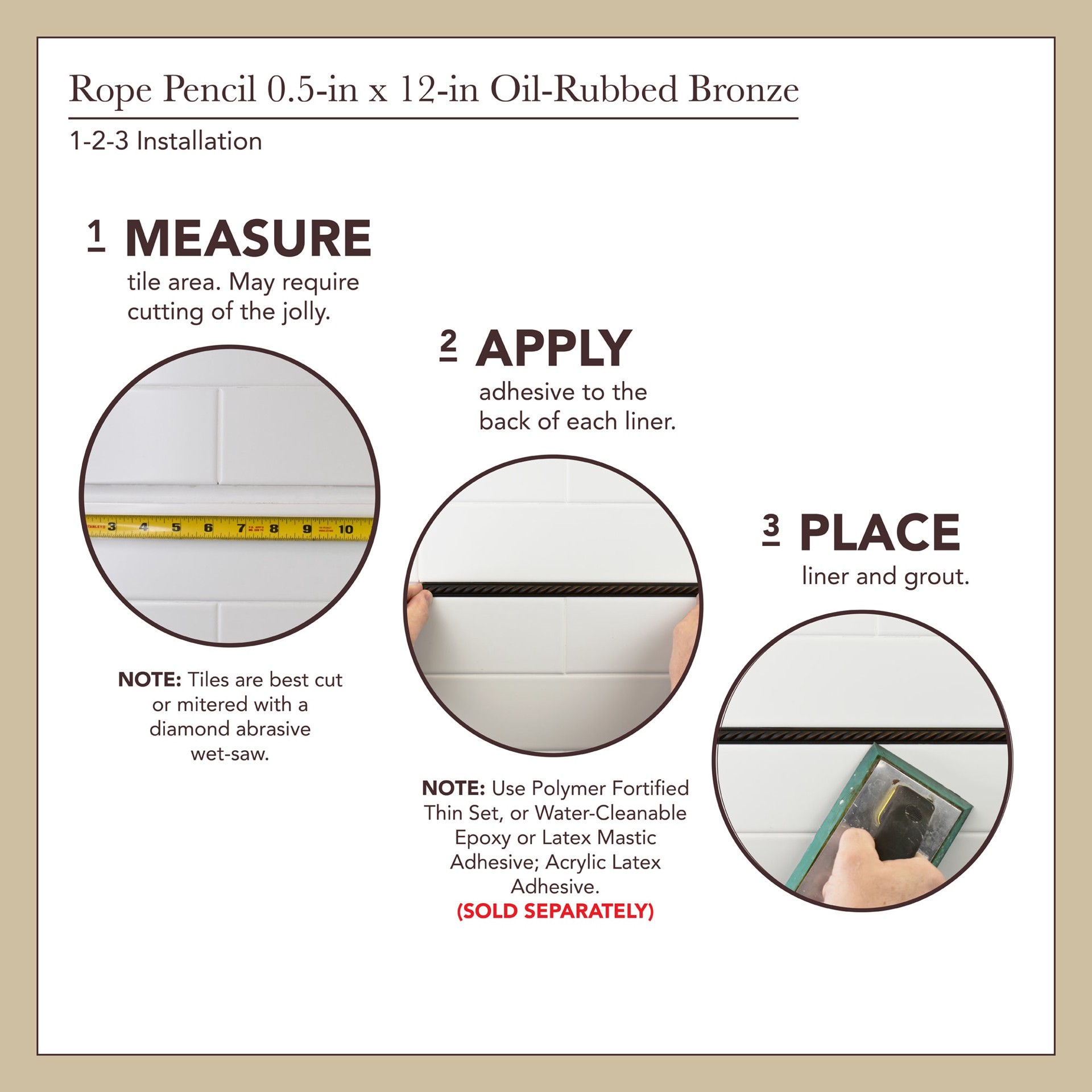 slide 6 of 6, allen + roth Oil-rubbed bronze 1/2-in x 12-in Unglazed Composite Pencil Tile, 1 ct