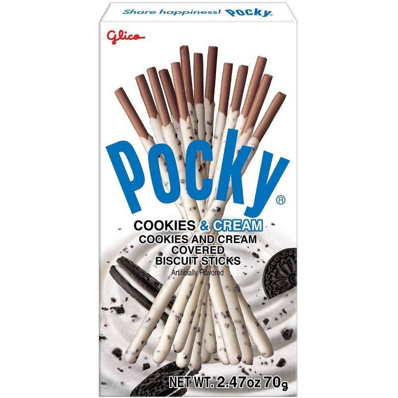 slide 1 of 7, Glico Pocky Cookies & Cream Covered Biscuit Sticks 2.47oz, 2.47 oz