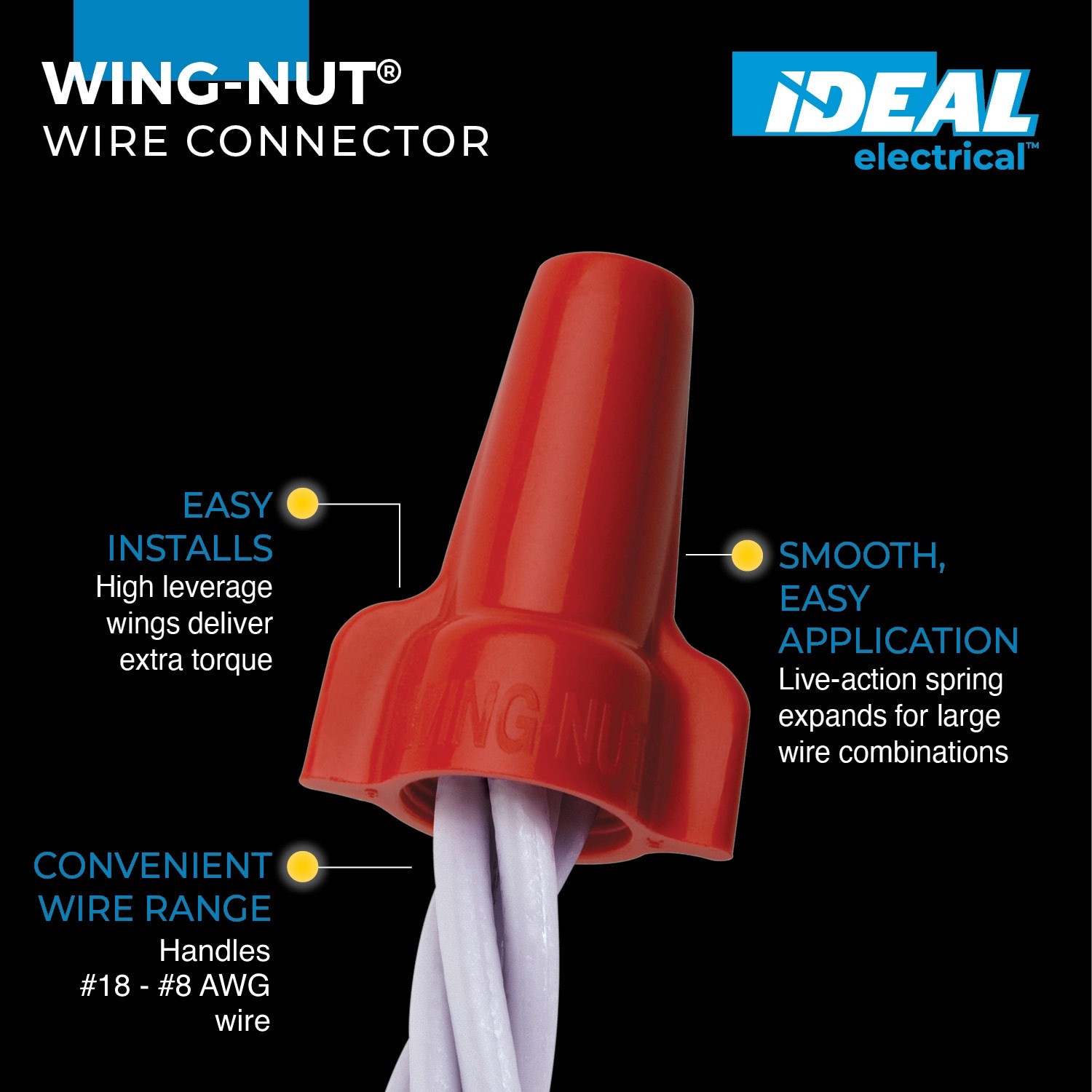 slide 2 of 6, IDEAL Wing Wire Connectors Red ( 250 -Pack ), 1 ct