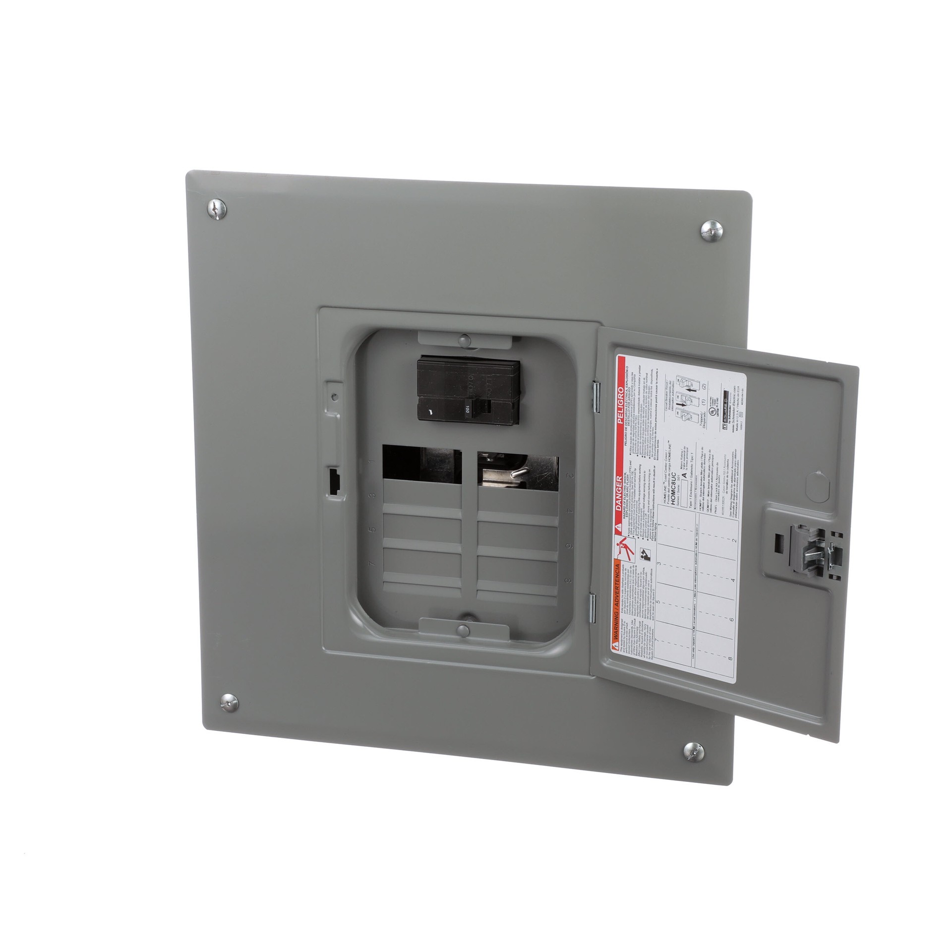 slide 3 of 5, Square D Homeline 100 -Amp 8 -Spaces 16 -Circuit Indoor Main Breaker Plug-On Neutral Load Center, 1 ct
