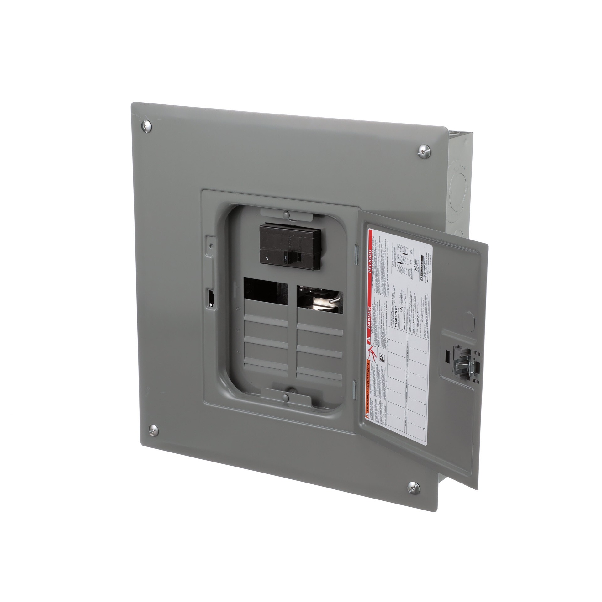 slide 5 of 5, Square D Homeline 100 -Amp 8 -Spaces 16 -Circuit Indoor Main Breaker Plug-On Neutral Load Center, 1 ct