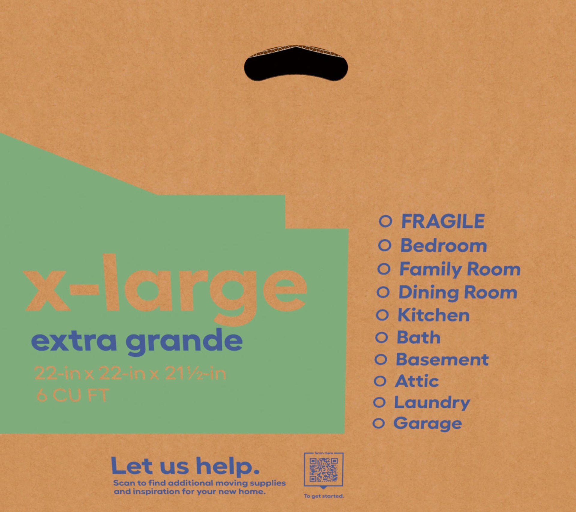 slide 2 of 6, Lowe's 22-in W x 21.5-in H x 22-in D Classic X-large Cardboard Moving Box with Handle Holes, 1 ct