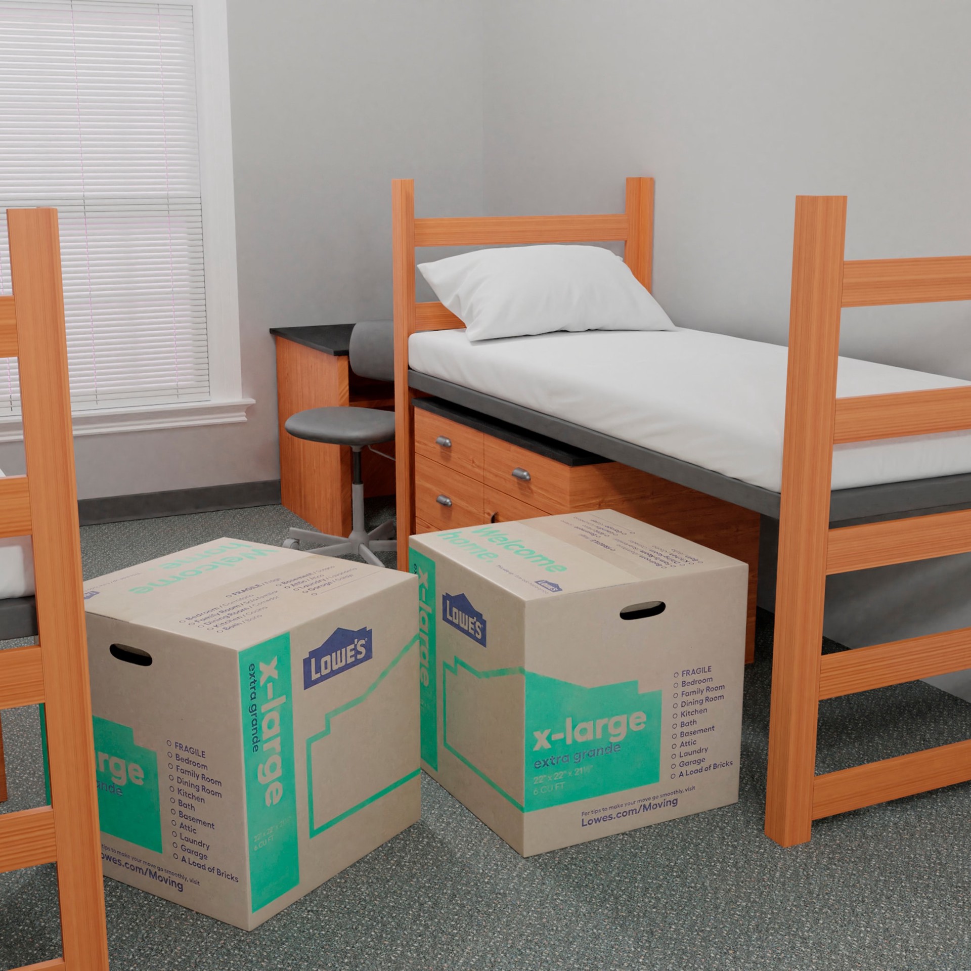 slide 4 of 6, Lowe's 22-in W x 21.5-in H x 22-in D Classic X-large Cardboard Moving Box with Handle Holes, 1 ct