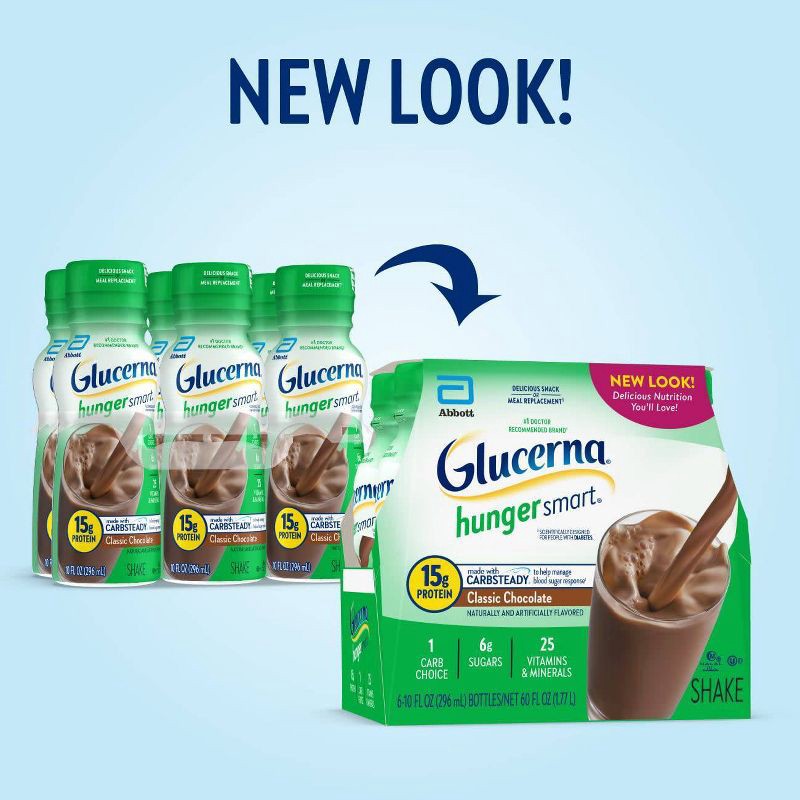 slide 3 of 12, Glucerna Hunger Smart Nutrition Shake - Classic Chocolate - 6ct/60 fl oz, 6 ct, 60 fl oz