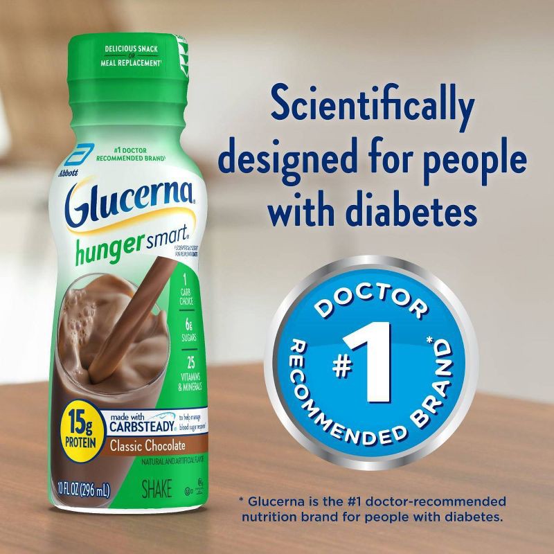 slide 4 of 10, Glucerna Hunger Smart Nutrition Shake - Classic Chocolate - 6ct/60 fl oz, 6 ct, 60 fl oz
