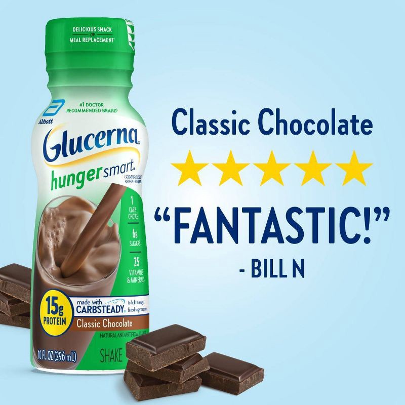 slide 10 of 10, Glucerna Hunger Smart Nutrition Shake - Classic Chocolate - 6ct/60 fl oz, 6 ct, 60 fl oz