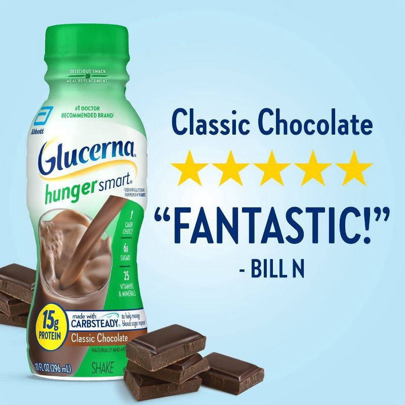 slide 11 of 12, Glucerna Hunger Smart Nutrition Shake - Classic Chocolate - 6ct/60 fl oz, 6 ct, 60 fl oz