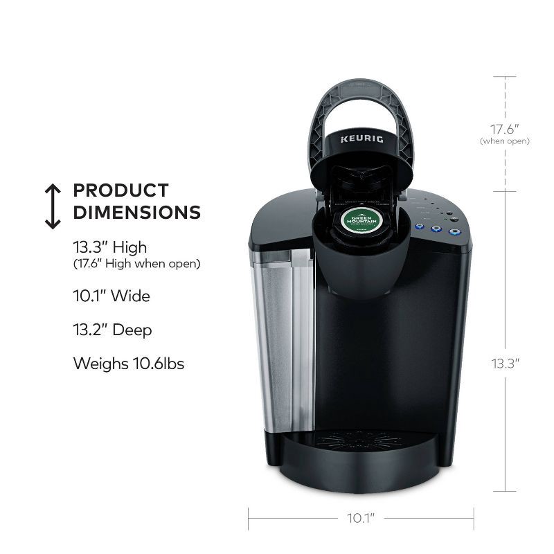 slide 4 of 11, Keurig K-Classic Single-Serve K-Cup Pod Coffee Maker - K50 - Black: 48oz Capacity, Automatic Shut-Off, Removable Reservoir, 48 oz