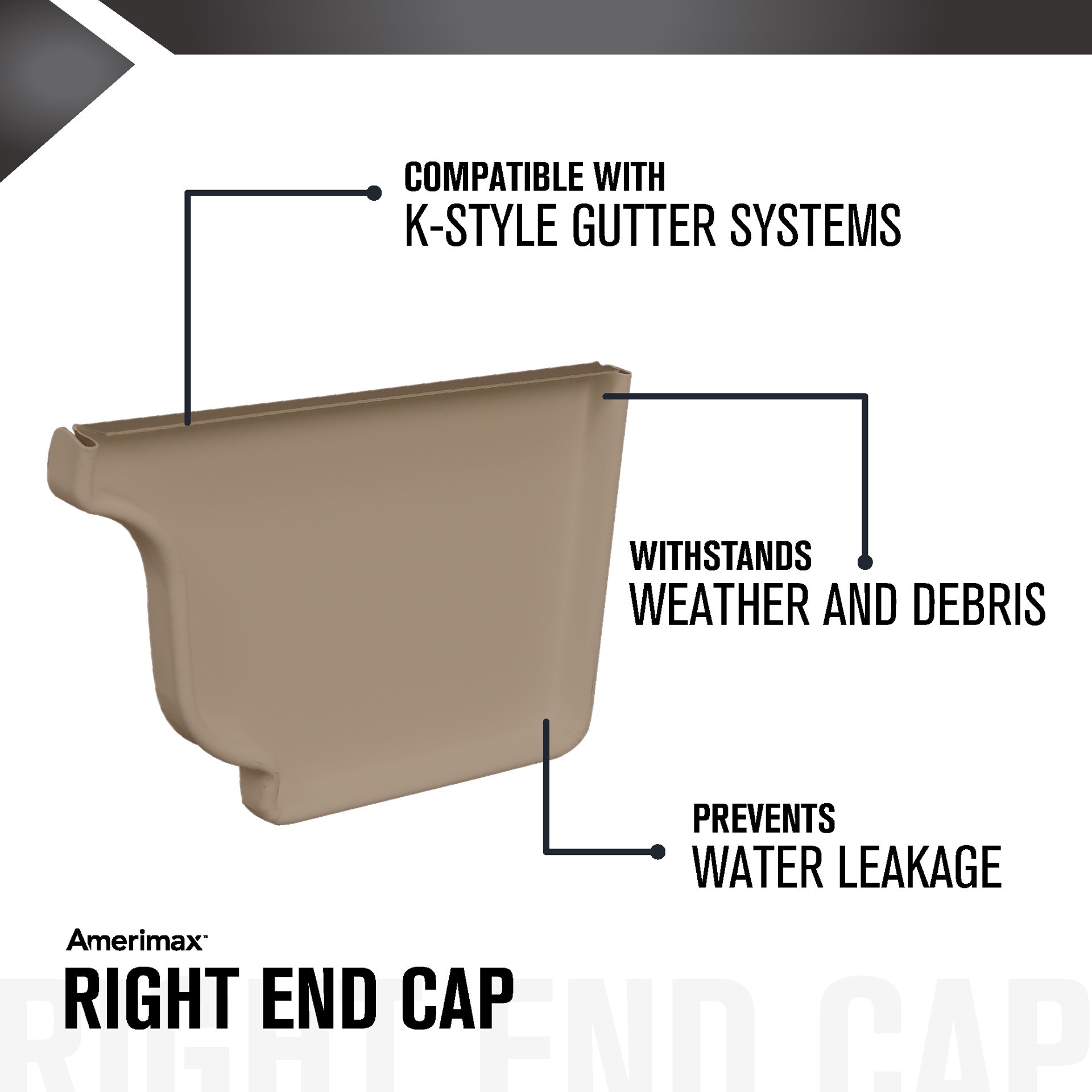 slide 2 of 5, Amerimax Aluminum K style 5-in x 0.4-ft End cap, 1 ct