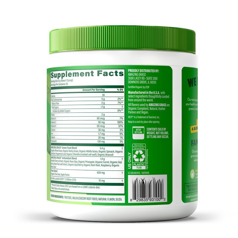 slide 2 of 10, Amazing Grass Greens and Superfood Powder - Original - 30 Servings - 8.5oz, 30 servings, 8.5 oz
