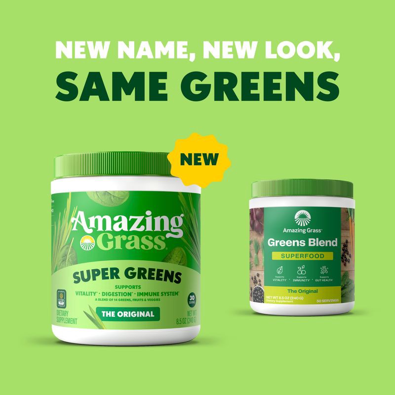 slide 4 of 10, Amazing Grass Greens and Superfood Powder - Original - 30 Servings - 8.5oz, 30 servings, 8.5 oz