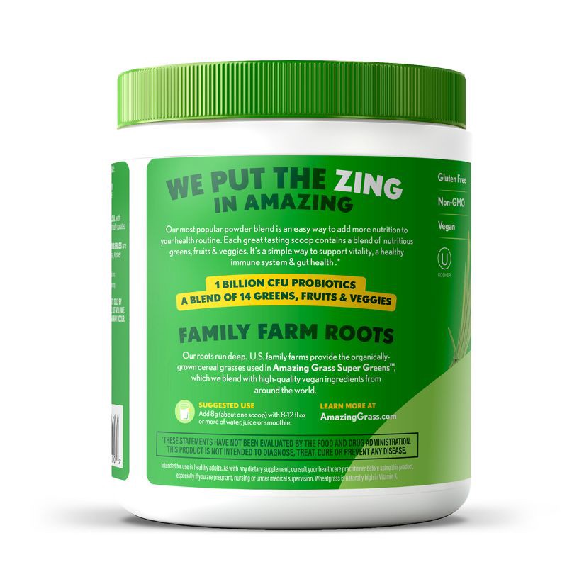 slide 8 of 10, Amazing Grass Greens and Superfood Powder - Original - 30 Servings - 8.5oz, 30 servings, 8.5 oz