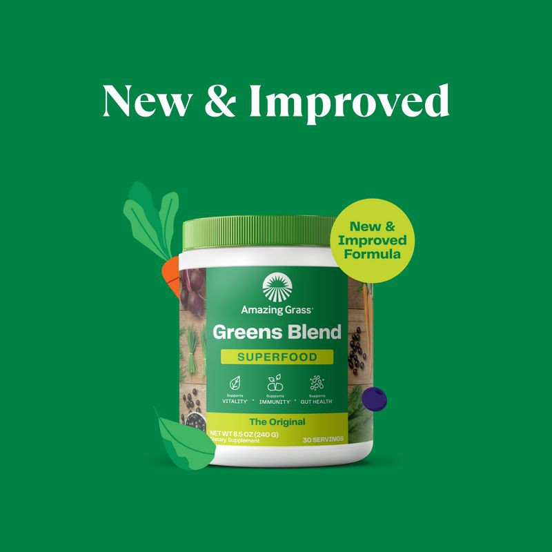 slide 8 of 10, Amazing Grass Greens Blend Superfood Vegan Powder - Original - 8.5oz, 8.5 oz
