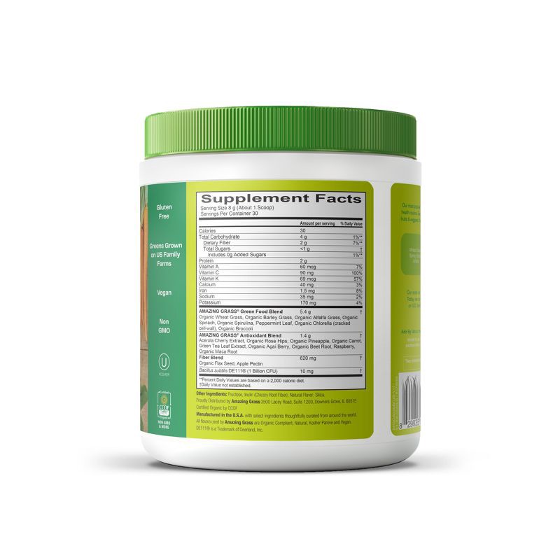 slide 10 of 10, Amazing Grass Greens and Superfood Powder - Original - 30 Servings - 8.5oz, 30 servings, 8.5 oz