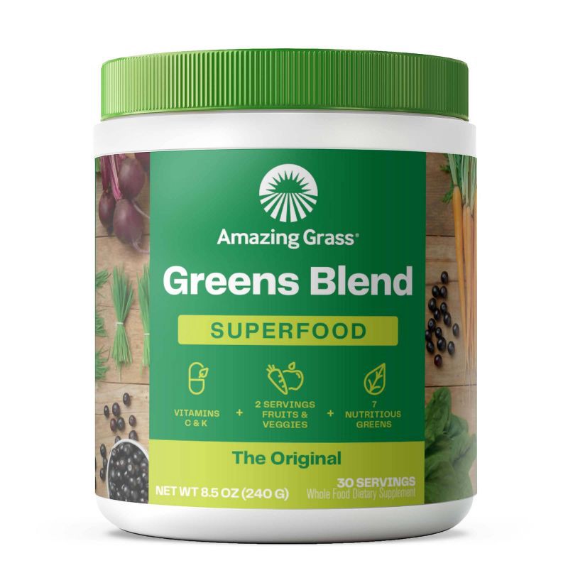 slide 1 of 8, Amazing Grass Greens Blend Superfood Vegan Powder - Original - 8.5oz, 8.5 oz