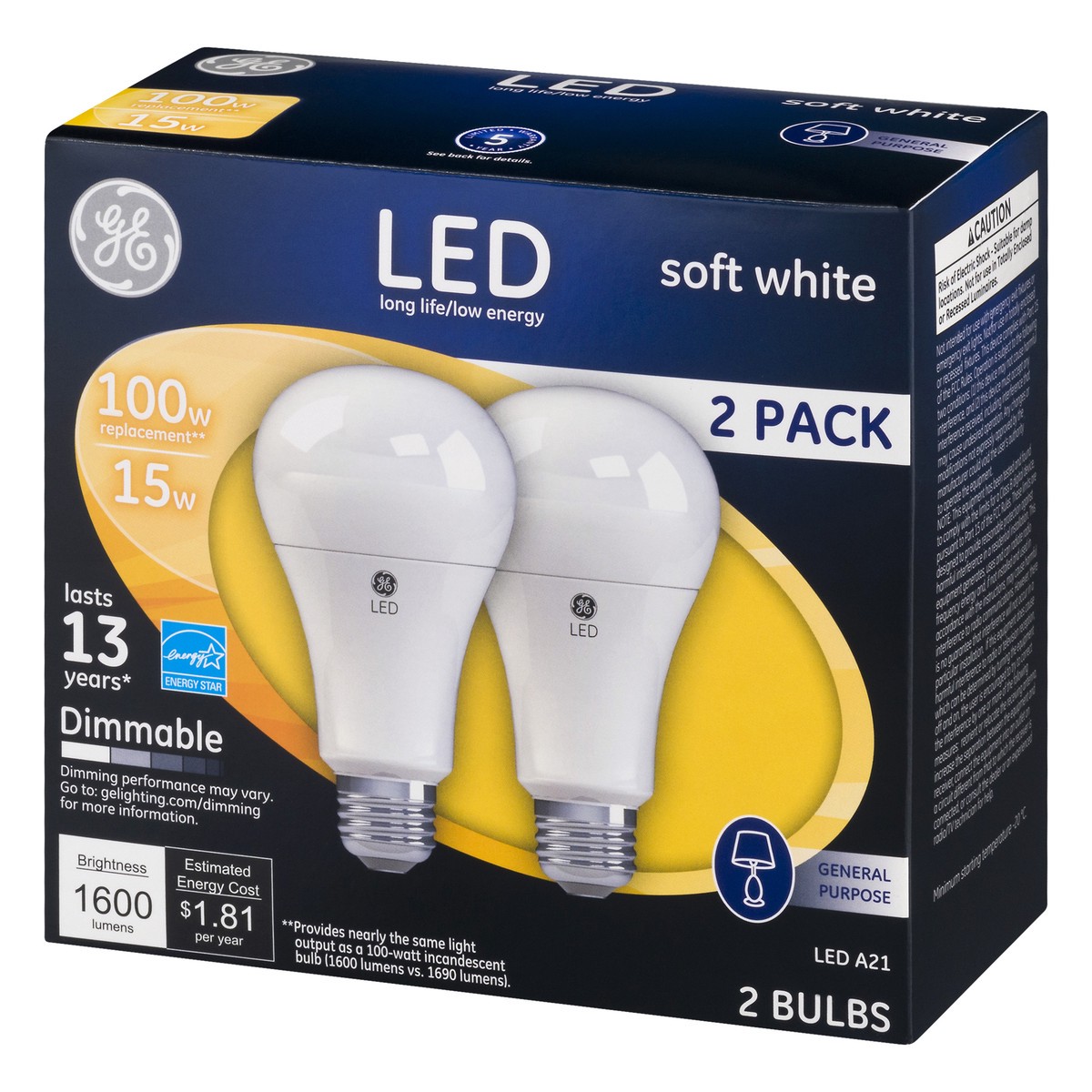 slide 3 of 8, GE LED Soft White 2 Pack 15 Watts Light Bulbs 2 ea, 2 ct