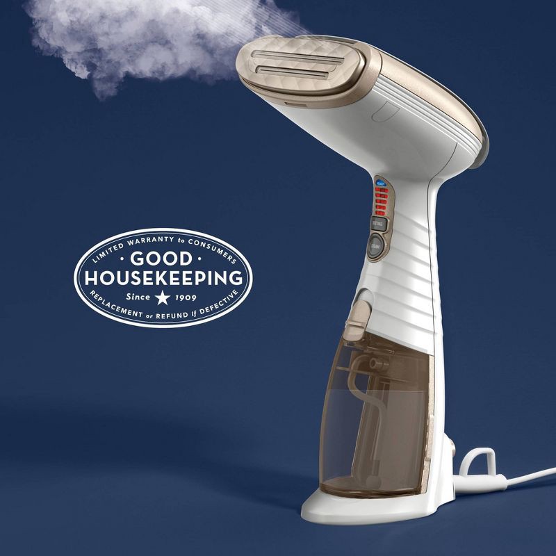 slide 10 of 20, Conair Turbo ExtremeSteam Handheld Garment Steamer: 1875W, 20 Min Steam, 6.6oz Tank, Aluminum Sole Plate, 9' Cord, 6.6 oz