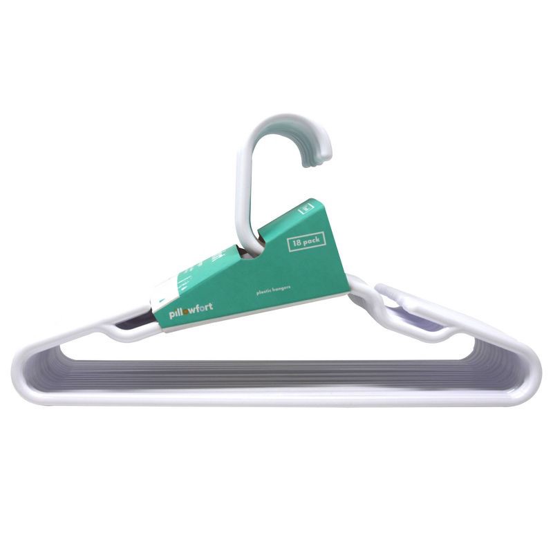 slide 2 of 3, 18pk Kids' Hangers White - Pillowfort™: Plastic Toddler Clothes Storage, Strap Notches, Lifetime Warranty, 18 ct