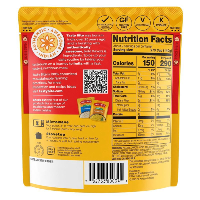 slide 2 of 3, Tasty Bite Gluten Free Vegetable Tikka Masala - 10oz, 10 oz