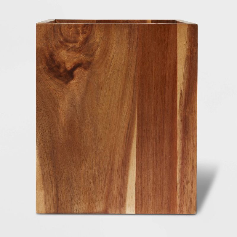 slide 1 of 4, Wastebasket Medium Acacia Natural - Threshold™: Elegant Wood Design for Bathroom Decor, 4.3L Capacity, 4.3 liter